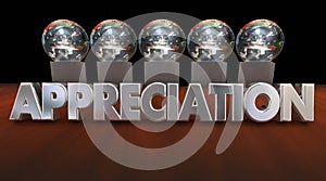 Appreciation Awards Trophies Thanking Good Peformance 3d Animation