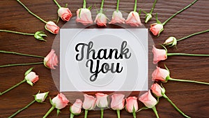 Appreciation blooms Thank You note accented with miniature roses