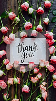 Appreciation blooms Thank You note accented with miniature roses