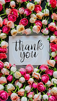 Appreciation blooms Thank You note accented with miniature roses