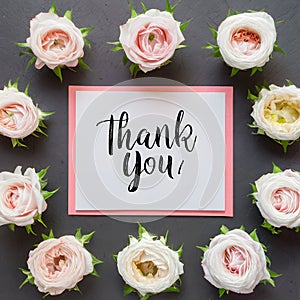 Appreciation blooms Thank You note accented with miniature roses