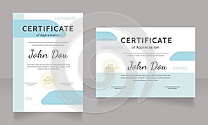 Appreciation certificate design template set