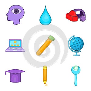 Apprehension icons set, cartoon style