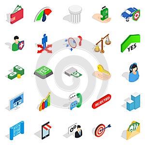 Apprehension icons set, isometric style