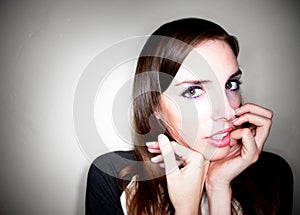 Apprehensive Young Woman photo