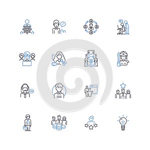 Apprentice line icons collection. Diligence, Learning, Guidance, Experience, Mentorship, Development, Training vector