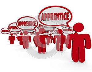 Apprentice Word in Speech Bubbles Trainee Workers Learning Skill