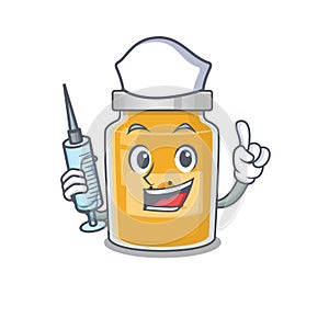 A appricot hospitable Nurse character with a syringe