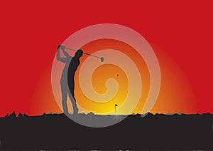 Approach on green, vector, silhouette