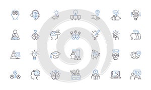 Approach line icons collection. Boldness, Ingenuity, Novelty, Originality, Resourcefulness, Strategy, Unconventional