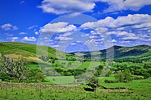 The approach to Edale village, Derbyshire.
