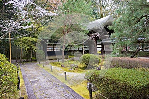 Approach to Tosho-gu shrine at Konchi-in Temple in Kyoto, Japan. The shrine originally built in 1628