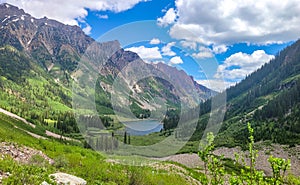 Approaching an alpine lake