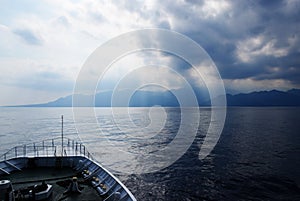 Approaching by boat the Yakushima Island in the south part of Kyushu