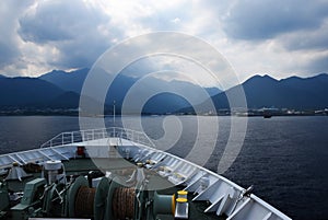 Approaching by boat the Yakushima Island in the south part of Kyushu