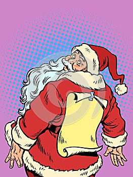 The approaching Christmas holidays come unexpectedly. Santa Claus looks at his back. The upcoming New Year is amazing