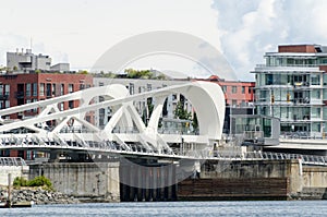 Approaching Johnson street bridge from the Inner Harbor in Victoria