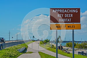 Approaching Key Deer Habitat Sign to protect the endangered deer in the Florida Keys