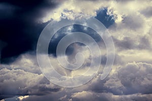 Approaching storm clouds, thunder clouds covering the sky.