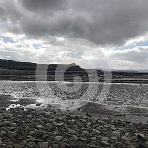 Approaching storm at Kilve Beach , Somerset, England, UK