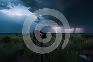 Approaching Thunderstorm with Dark Clouds and Lightning