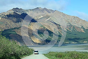 Approaching tour bus at Denali National Park