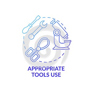 Appropriate tools use concept icon photo