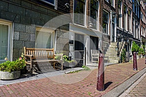 Appropriation of urban space in front of Canal Houses in Amsterdam photo