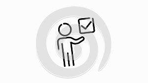 Approval line icon for modern concepts, web and apps on white background. Motion gaphic.