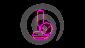 Approval line neon icon for modern concepts, web and apps on white background. Motion gaphic.