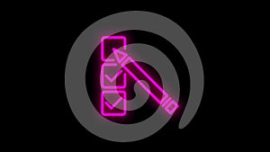 Approval line neon icon for modern concepts, web and apps on white background. Motion gaphic.