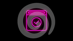 Approval line neon icon for modern concepts, web and apps on white background. Motion gaphic.