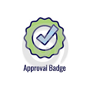 Approval and Signature Icon with badge and checkmark