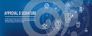 Approval and Signature Icon Set and Web Header Banner photo
