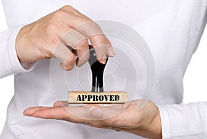 Approval Stamp and woman