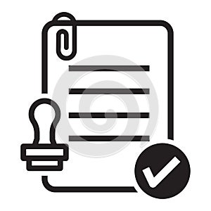 approve document icon, with tick