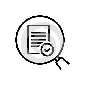 Black line icon for Approve, approbate and search