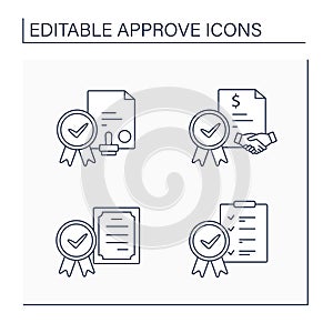 Approve line icons set