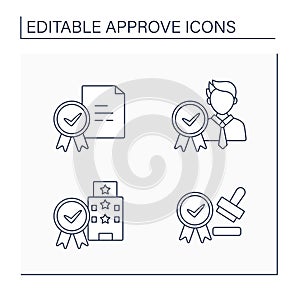 Approve line icons set