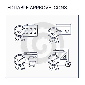 Approve line icons set