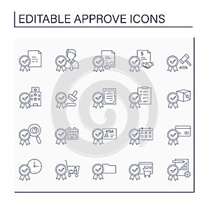 Approve line icons set