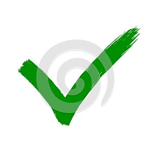 Approve marker check isolated mark hand draw, accepted grunge sign - vector