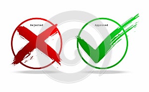 Approve and Reject with Brush Stroke.vector illustration