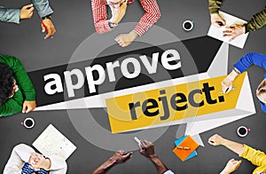 Approve Reject Cancelled Decision Selection Concept