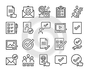 Approve Vector Line Icons Set. Editable Stroke, 64x64 Pixel Perfect.