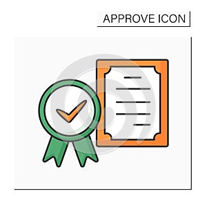 Approved certificate color icon