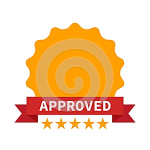 Approved certificate icon with five stars