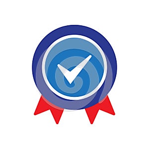 Approved certified icon. Certified seal icon. Accepted accreditation symbol with checkmark. photo