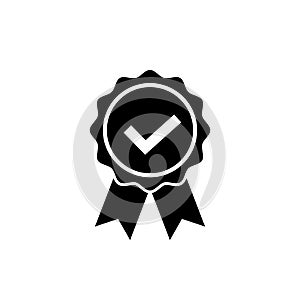 Approved or certified medal icon. Award symbol