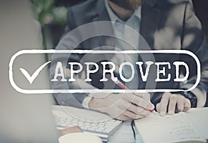 Approved Checked Accessible Authorized Security Concept photo